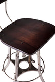 Industrial Wooden Height Adjustable Swivel Bar Stool Chair with Back - Nickel Black