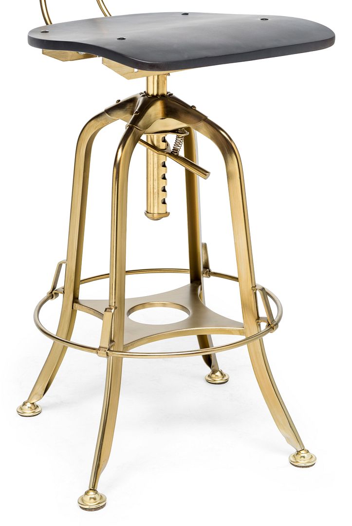 Gold Wooden Gas-Lift Swivel Bar Stool – Black