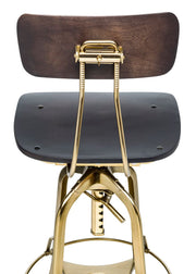 Gold Wooden Gas-Lift Swivel Bar Stool – Black
