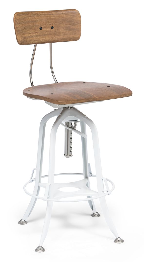 Hampton-Style Gas-Lift Swivel Bar Stool – White