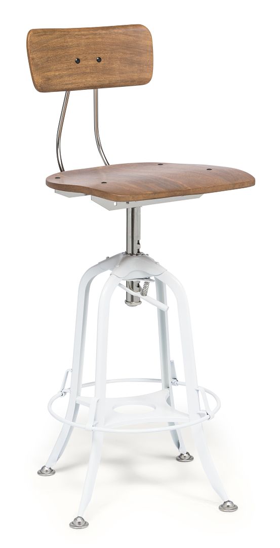 Hampton-Style Gas-Lift Swivel Bar Stool – White