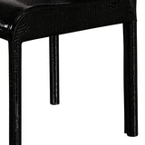 2x Steel Frame Black Leatherette Medium High Backrest Dining Chairs with Wooden legs