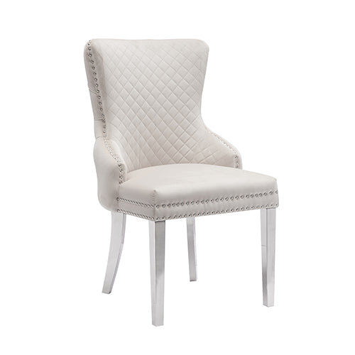 Lyon Velvet Dining Chair Set of 2 – Beige