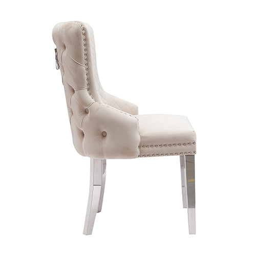 Lyon Velvet Dining Chair Set of 2 – Beige