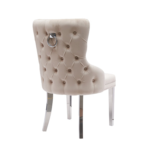 Lyon Velvet Dining Chair Set of 2 – Beige