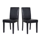 2x Wooden Frame Black Leatherette Dining Chairs with Solid Pine Legs