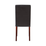 2x Wooden Frame Brown Leatherette Dining Chairs with Solid Pine Legs