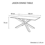 Dining Table in Crisscross Shaped High Glossy Stainless Steel Base with 12mm Tempered Glass Top