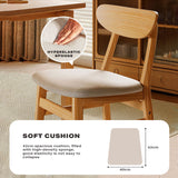 Dining Chairs Kitchen Chair Natural Wood Linen Fabric Cafe Lounge Chairs