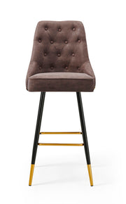 Stud PU Leather Bar Stool – Brown