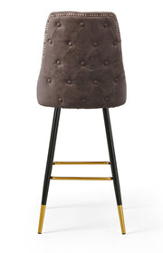 Stud PU Leather Bar Stool – Brown