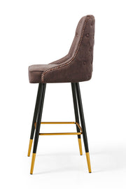 Stud PU Leather Bar Stool – Brown