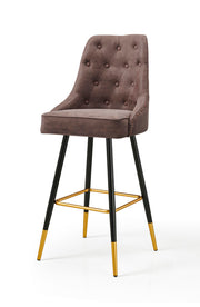 Stud PU Leather Bar Stool – Brown