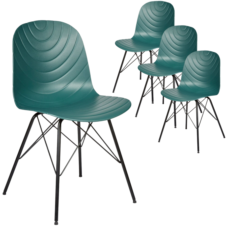 Royce Metal Office Chair Set of 4 – Dark Green