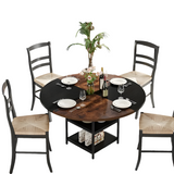 NNETMLT Round Dining Table - Rustic Brown & Black