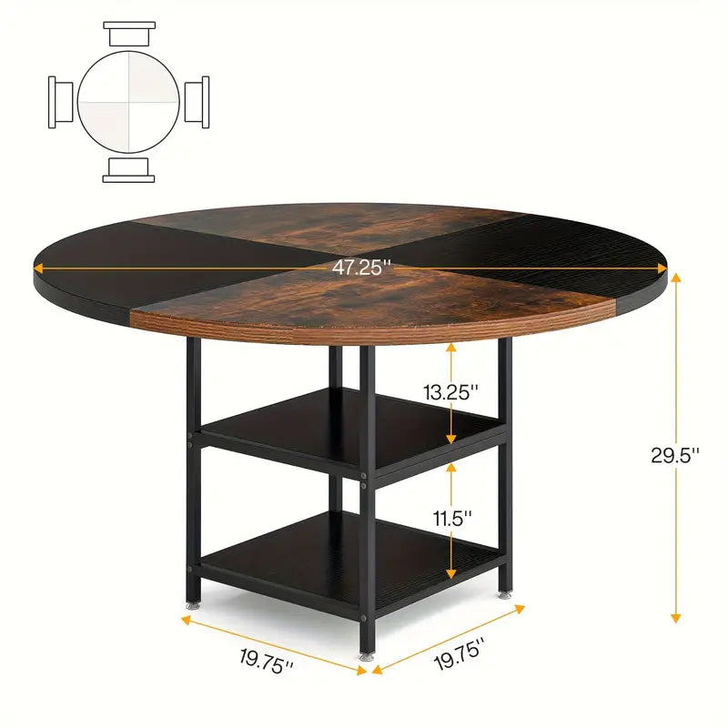 Nnetmlt Metal Dining Table – Brown