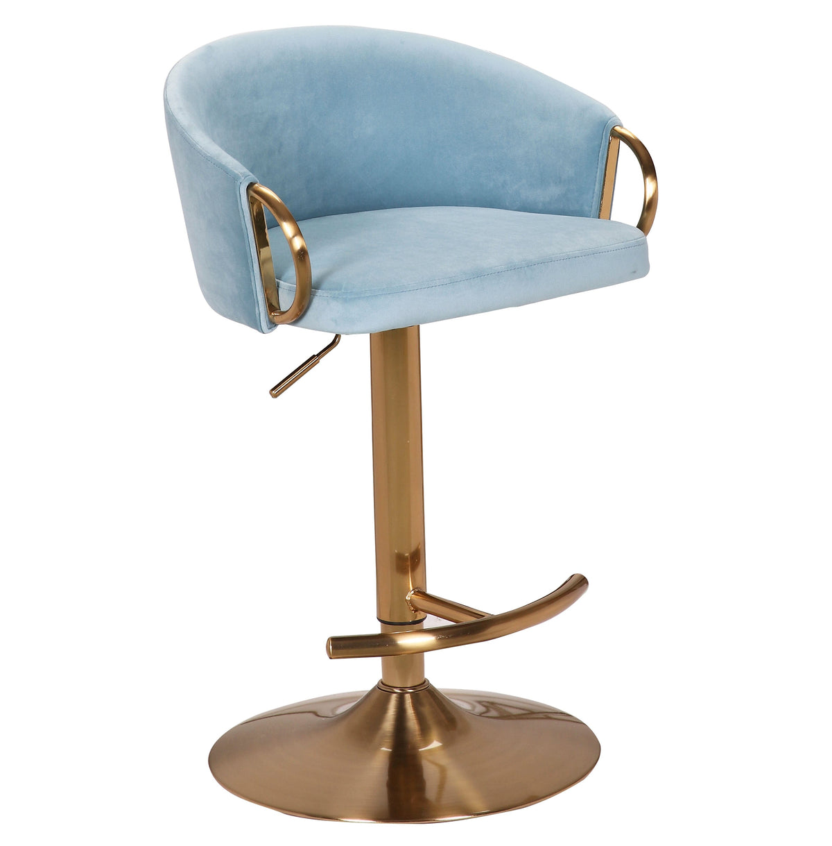 Cove Velvet Gas-Lift Swivel Bar Stool