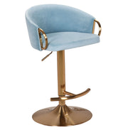 Cove Velvet Gas-Lift Swivel Bar Stool