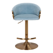 Cove Velvet Gas-Lift Swivel Bar Stool