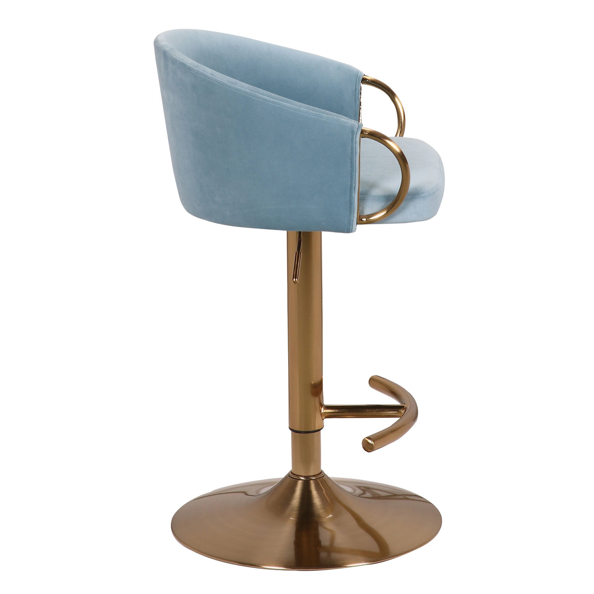 Cove Velvet Gas-Lift Swivel Bar Stool