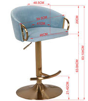 Cove Velvet Gas-Lift Swivel Bar Stool