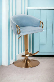 Cove Velvet Gas-Lift Swivel Bar Stool