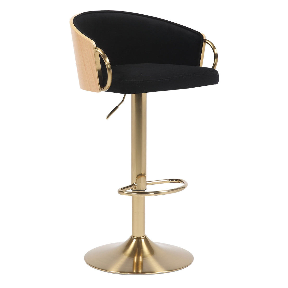 Cohen Synthetic Leather Gas-Lift Swivel Bar Stool – Gold