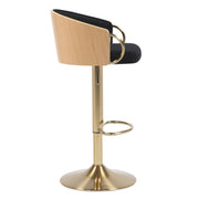 Cohen Synthetic Leather Gas-Lift Swivel Bar Stool – Gold