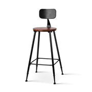 Set of 2  Vintage Bar Stools ALEX Retro Pine Wood Metal Frame - BSR