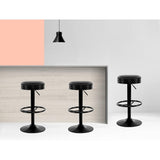 Set of 2 Kitchen Bar Stools Gas Lift Bar Stool Chairs Swivel Barstools Black - BSR