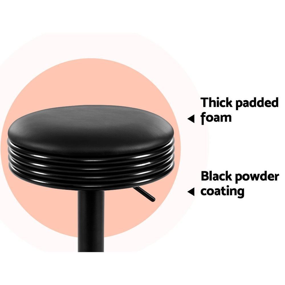 Set of 2 Kitchen Bar Stools Gas Lift Bar Stool Chairs Swivel Barstools Black - BSR