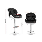Set of 2 Kitchen Bar Stools Swivel Bar Stool Chairs PU Leather Gas Lift Black - BSR