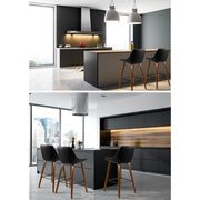 Set of 2 Kitchen Bar Stools Wooden Stool Chairs Bentwood Barstool PU Leather Black - BSR