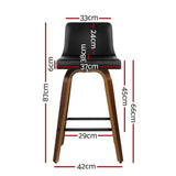 Set of 2 Kitchen Wooden Bar Stools Swivel Bar Stool Chairs PU Leather Luxury Black - BSR