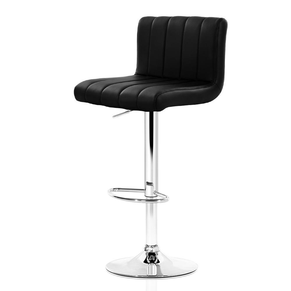 Set of 2 PU Leather Bar Stools Kitchen Chair Bar Stool Black Lana Gas Lift Swivel - BSR