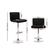 Set of 2 PU Leather Bar Stools Kitchen Chair Bar Stool Black Lana Gas Lift Swivel - BSR