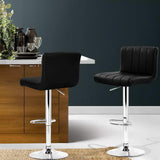 Set of 2 PU Leather Bar Stools Kitchen Chair Bar Stool Black Lana Gas Lift Swivel - BSR