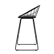 Set of 2 Nordic Bar Stools Metallic Bar Stool Kitchen Fabric Grey Black - BSR