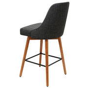 Set of 2 Wooden Bar Stools Swivel Bar Stool Kitchen Cafe Fabric Charcoal - BSR