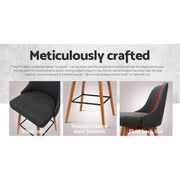 Set of 2 Wooden Bar Stools Swivel Bar Stool Kitchen Cafe Fabric Charcoal - BSR
