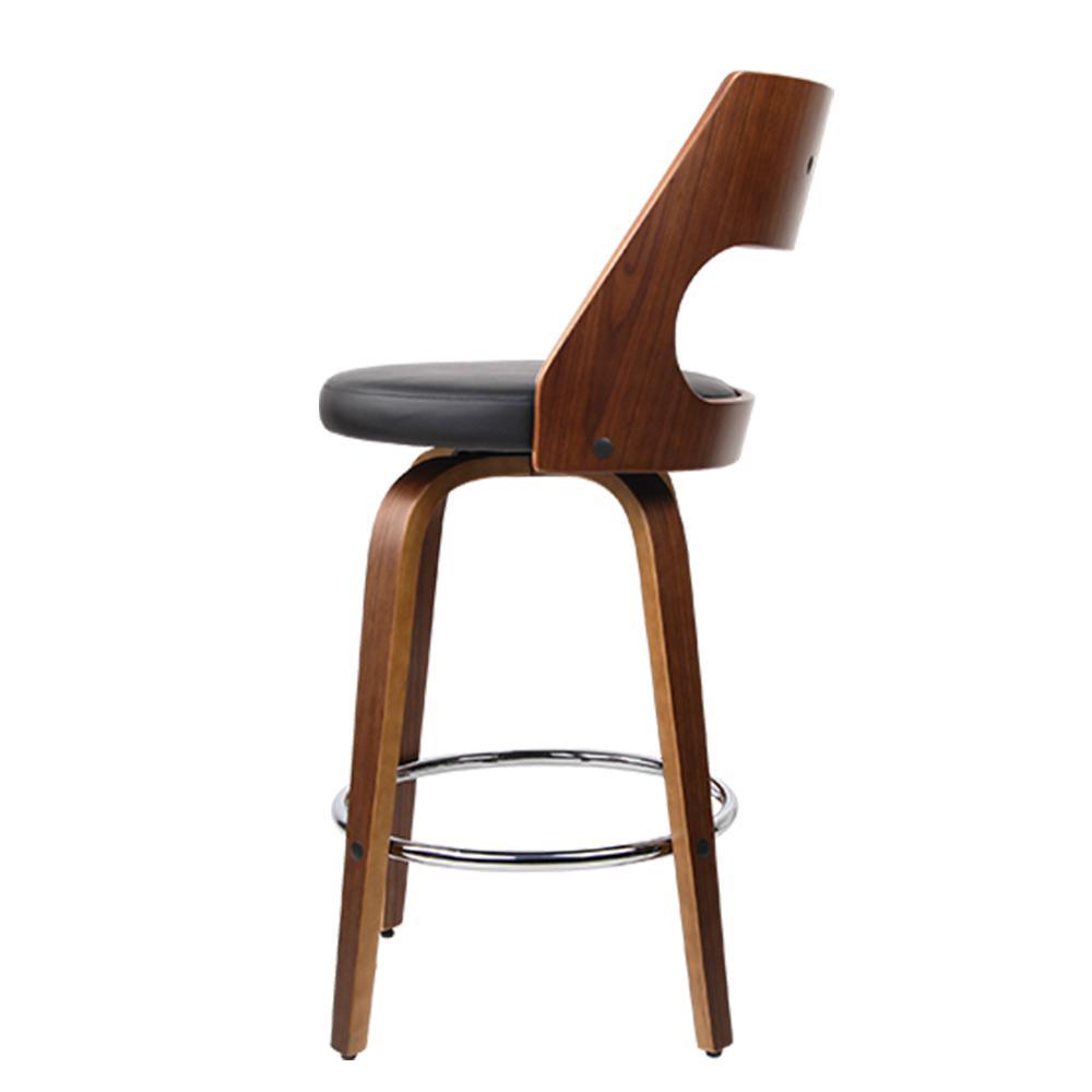 Set of 2 Wooden Bar Stools Swivel Bar Stool Kitchen Dining Chair Cafe Black 76cm - BSR