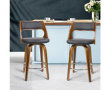 Set of 2 Wooden Bar Stools Swivel Bar Stool Kitchen Dining Chair Cafe Black 76cm - BSR