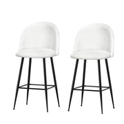 Fenille Bouclé Fabric Kitchen Bar Stool Set of 2 – White