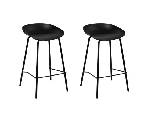 Fellini Plastic Kitchen Bar Stool Set of 2 – Black