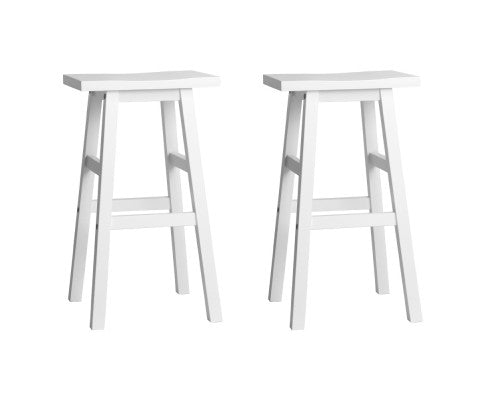 Baden Wooden Backless Kitchen Bar Stool Set of 2 – White