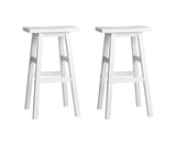 Set of 2 Wooden Backless Bar Stools - White