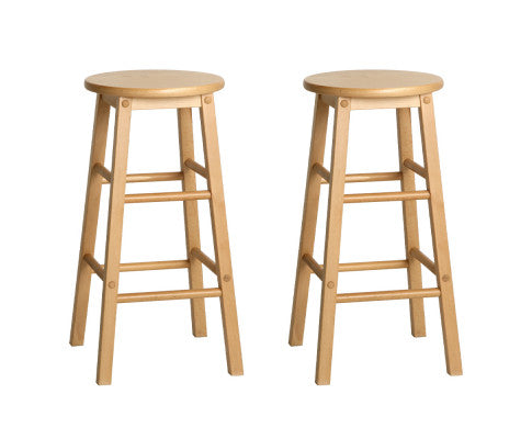 Andora Wooden Bar Stool Set of 2 – Natural