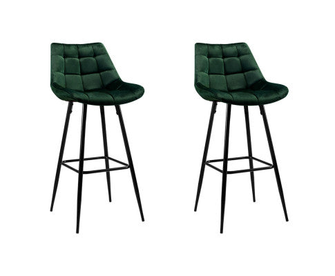 Audrey Velvet Bar Stool Set of 2 – Green