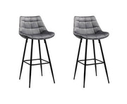 Audrey Velvet Kitchen Bar Stool Set of 2 – Grey