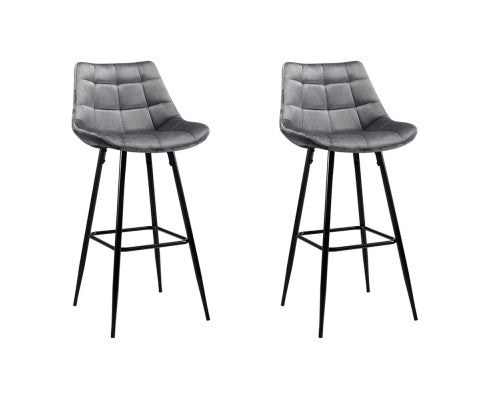 Audrey Velvet Kitchen Bar Stool Set of 2 – Grey